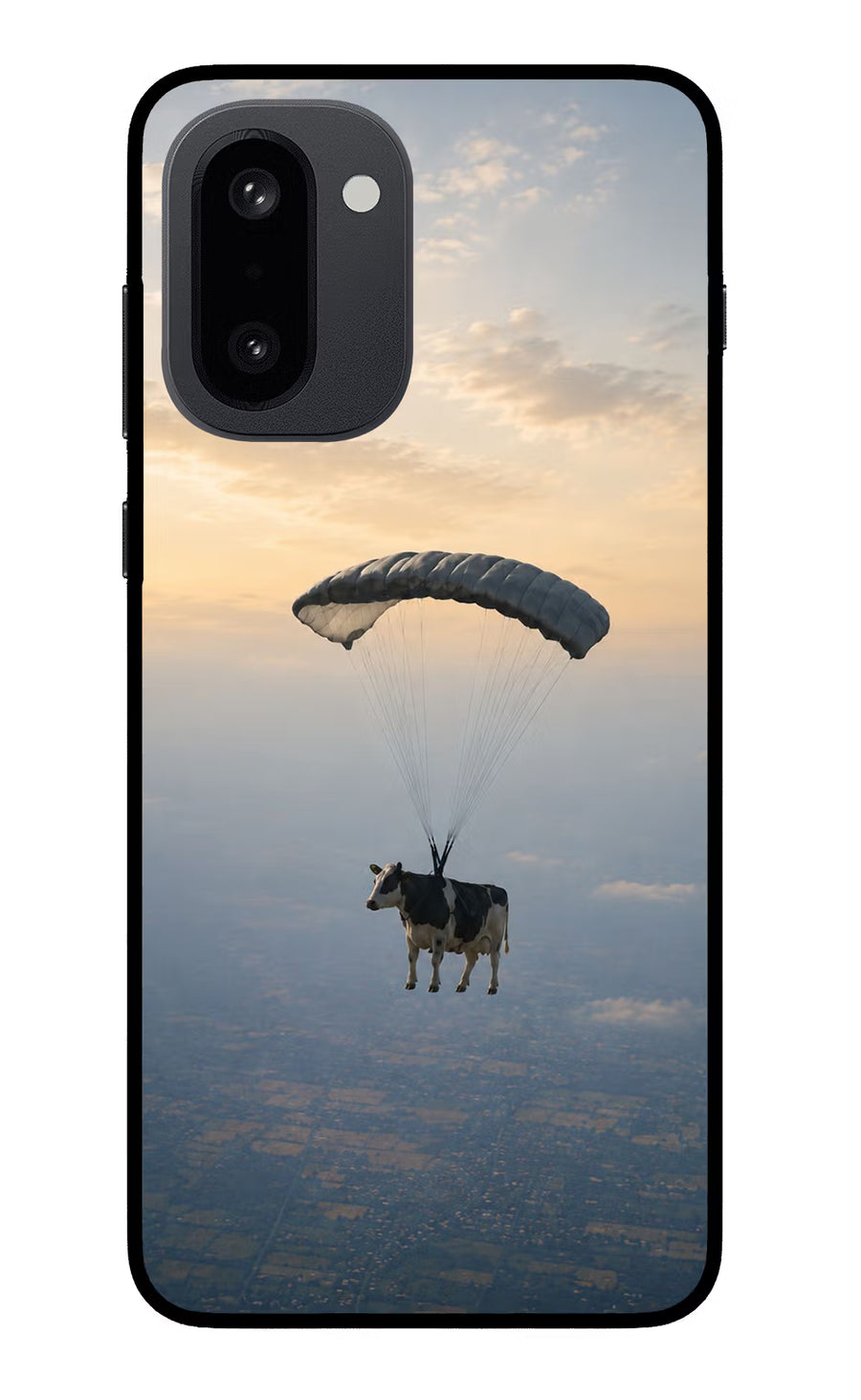 Skydiving Cow OnePlus 15R Back Cover, Glass case