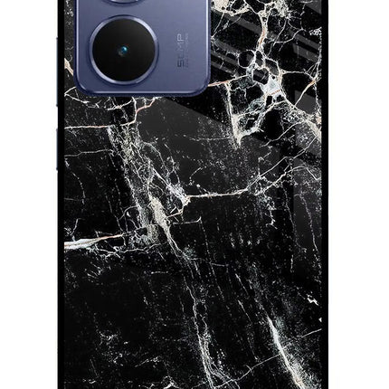 Black Marble Texture Realme P3 Ultra 5G Glass Case Back Cover by Casekaro