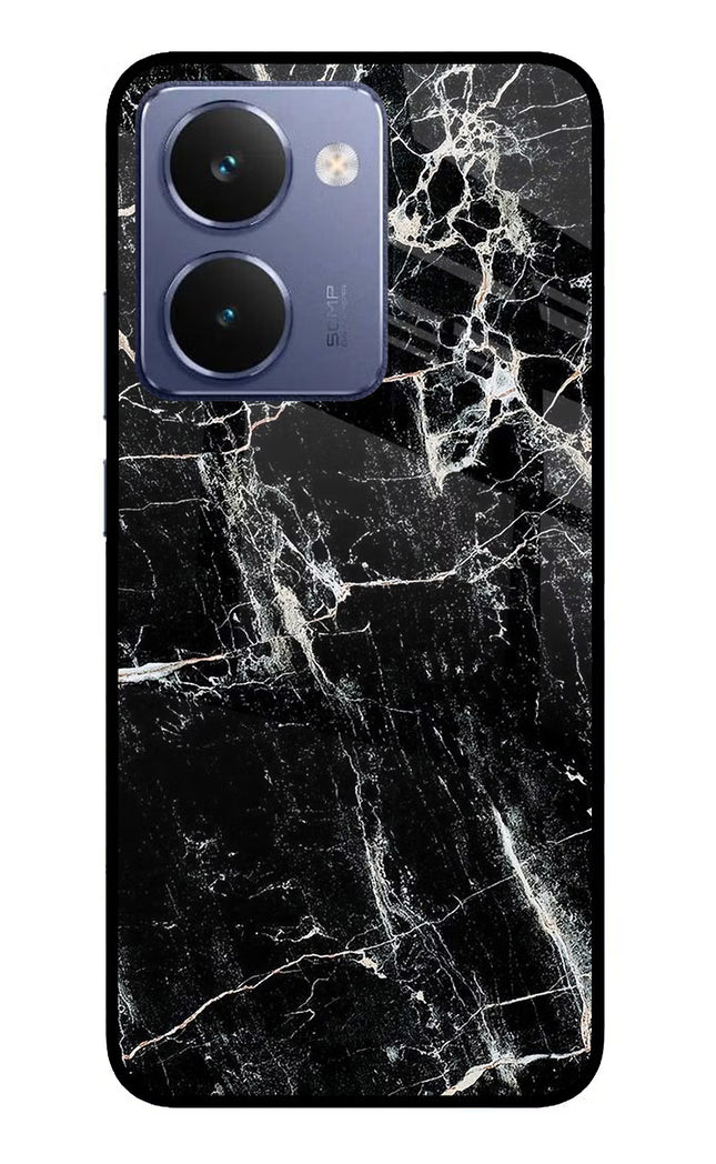 Black Marble Texture Realme P3 Ultra 5G Glass Case Back Cover by Casekaro