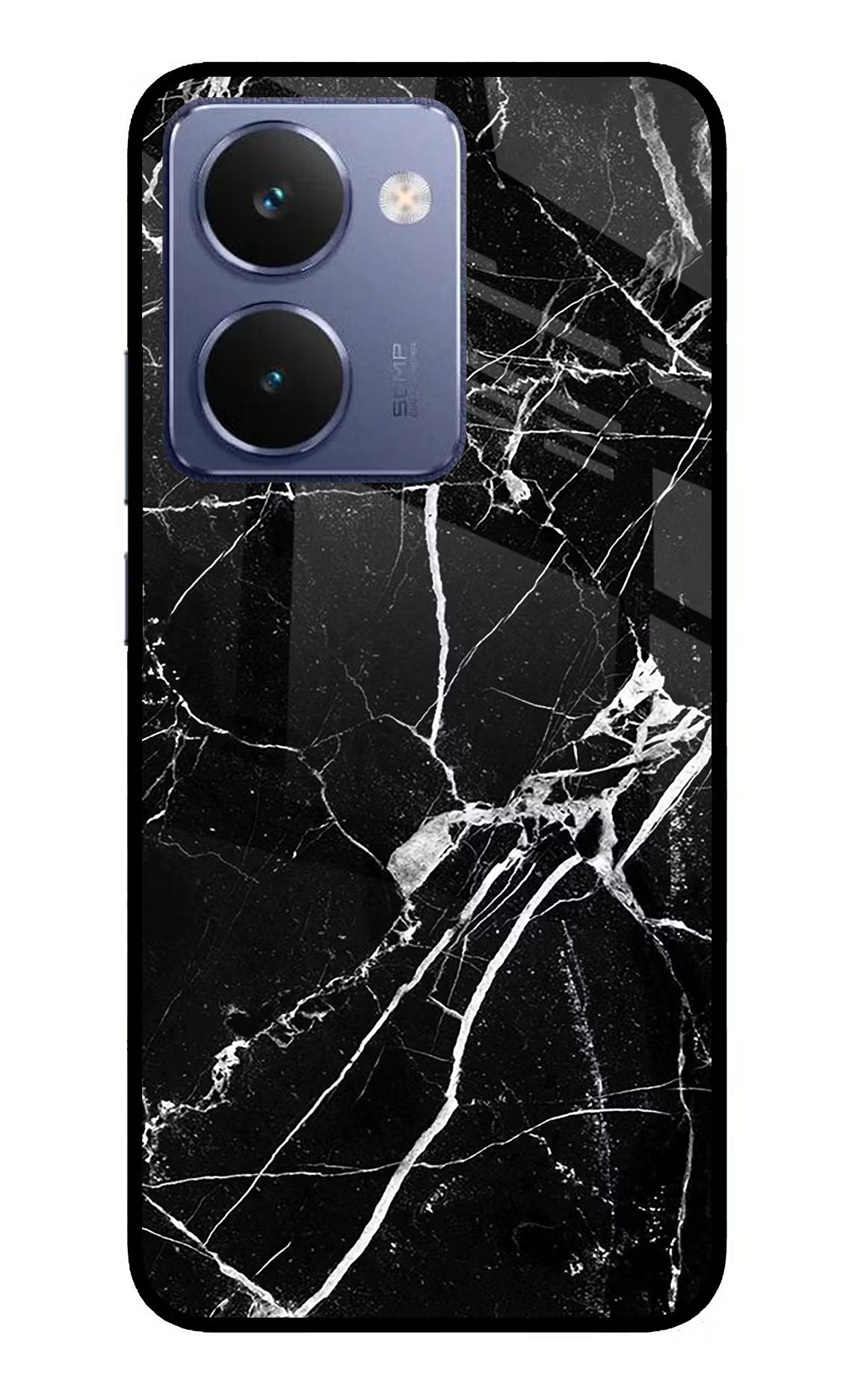 Black Marble Pattern Realme P3 Ultra 5G Glass Case Back Cover by Casekaro