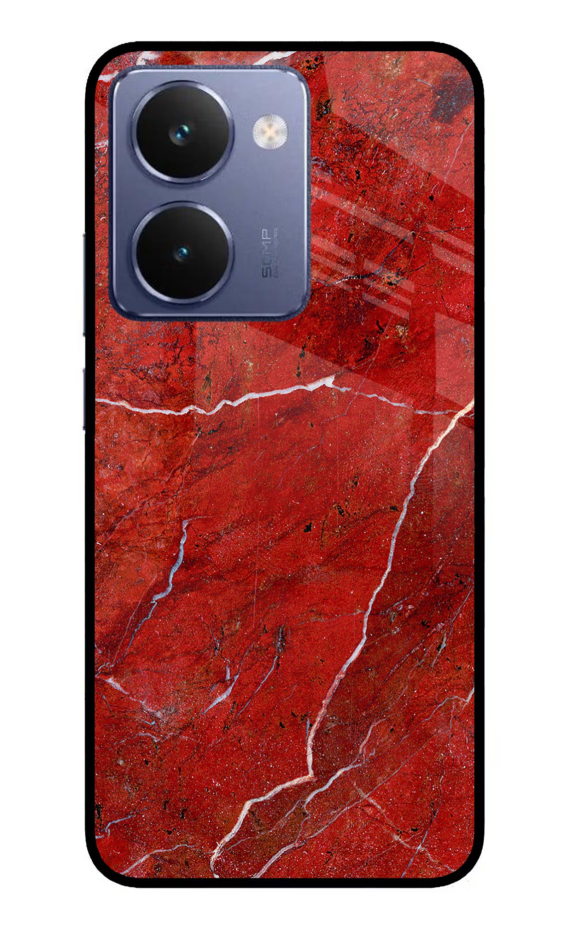 Red Marble Design Realme P3 Ultra 5G Glass Case Back Cover by Casekaro