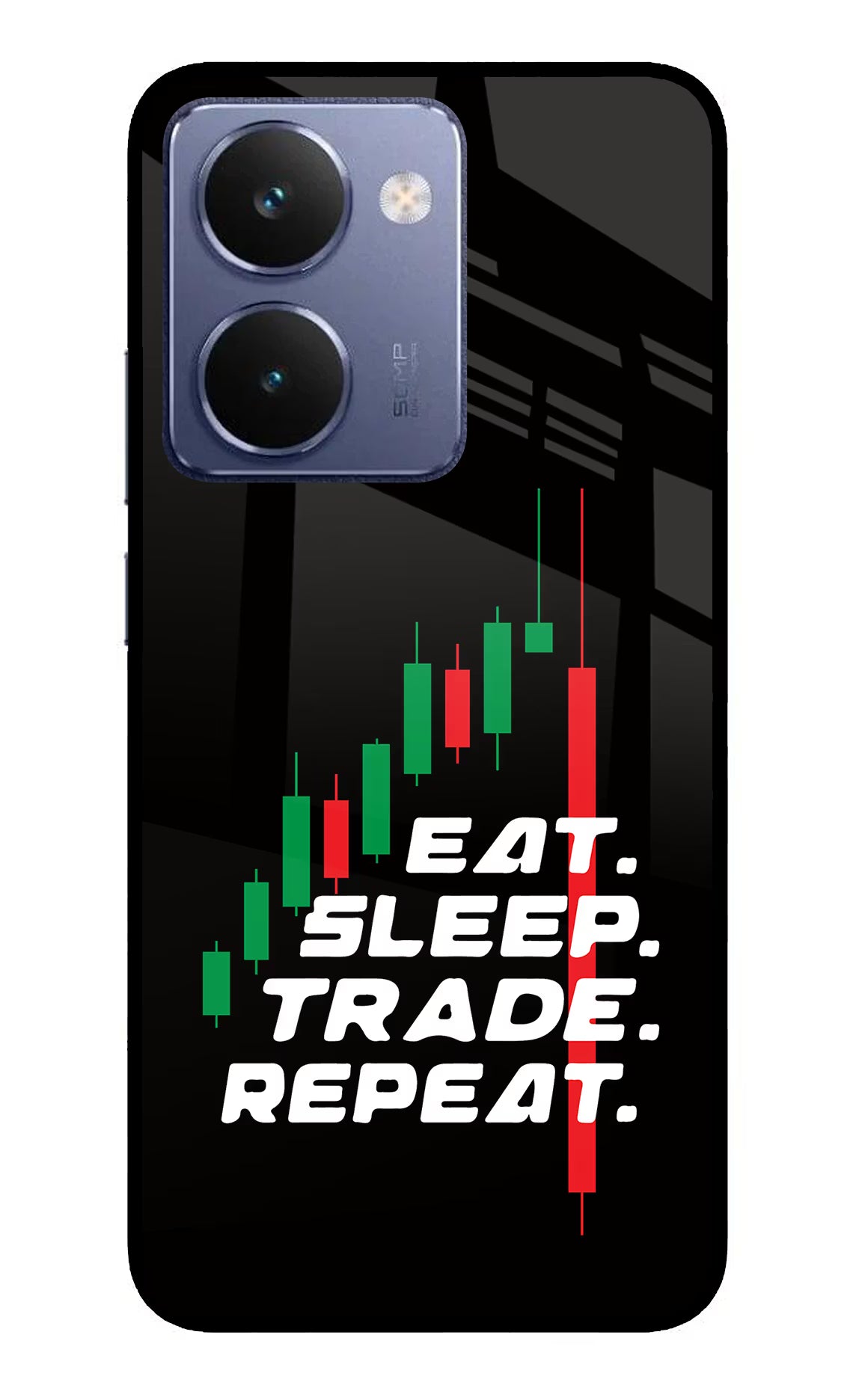 Eat Sleep Trade Repeat Realme P3 Ultra 5G Glass Case Back Cover by Casekaro