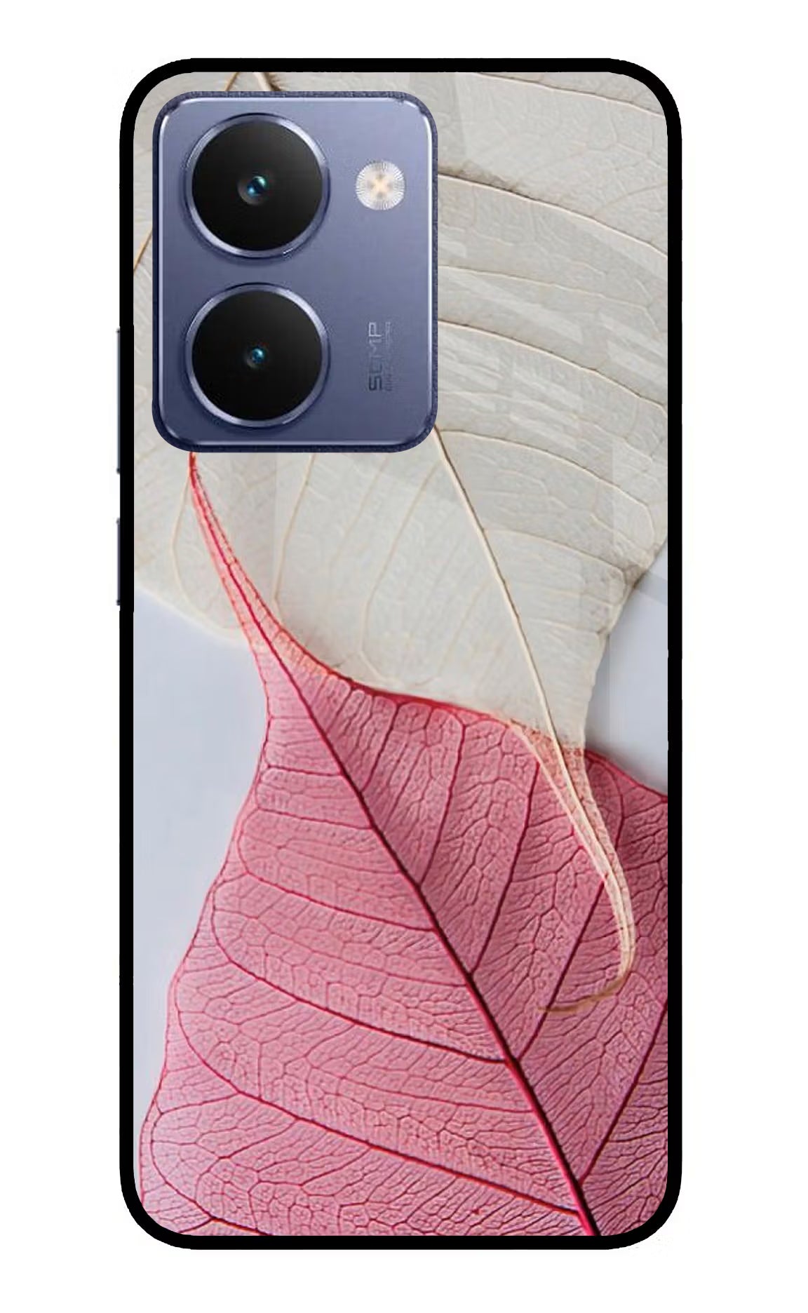 White Pink Leaf Realme P3 Ultra 5G Glass Case
