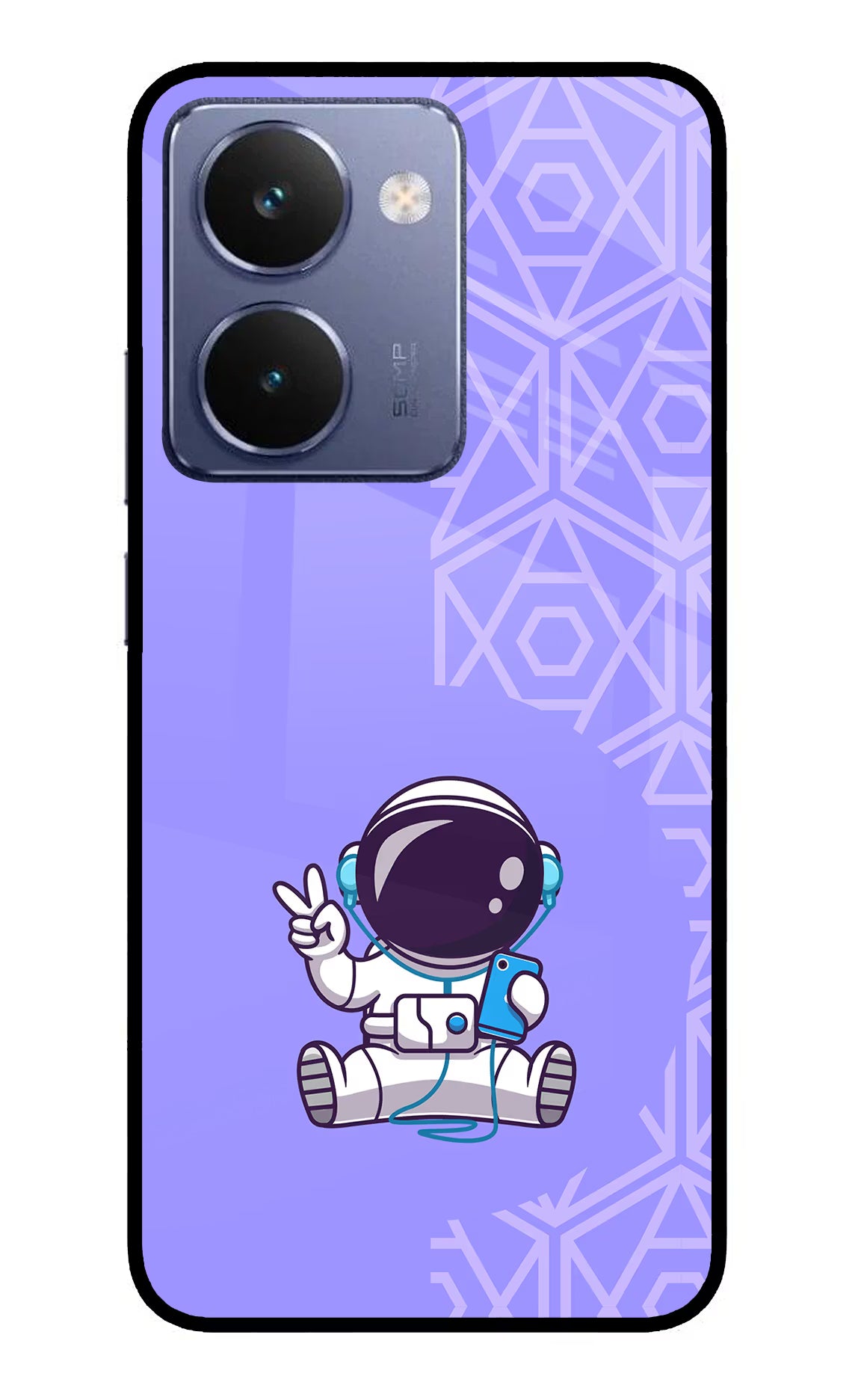 Cute Astronaut Chilling Realme P3 Ultra 5G Glass Case Back Cover by Casekaro