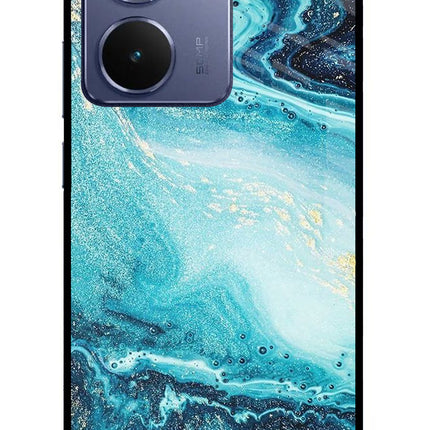 Blue Glitter Marble Realme P3 Ultra 5G Glass Case