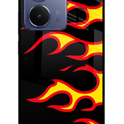 Side Sweep Flames Realme P3 Ultra 5G Glass Case Back Cover by Casekaro
