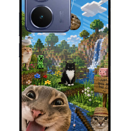 Minecraft Cat Chaos Realme P3 Ultra 5G Glass Case Back Cover by Casekaro