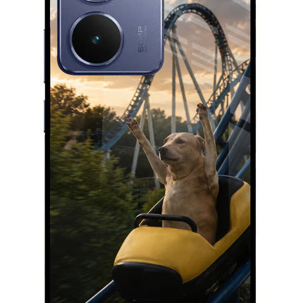 Rollercoaster Dog Realme P3 Ultra 5G Glass Case Back Cover by Casekaro