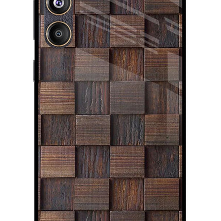 Wooden Cube Design Samsung F55 5G Glass Case