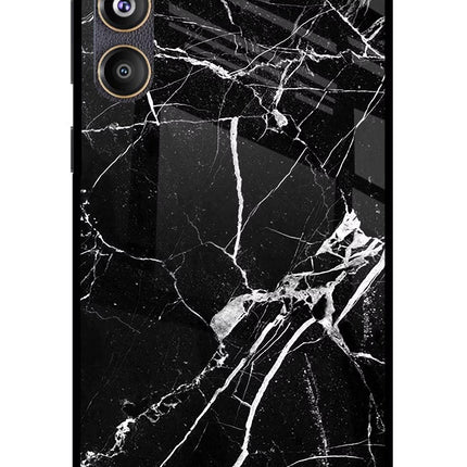 Black Marble Pattern Samsung F55 5G Glass Case