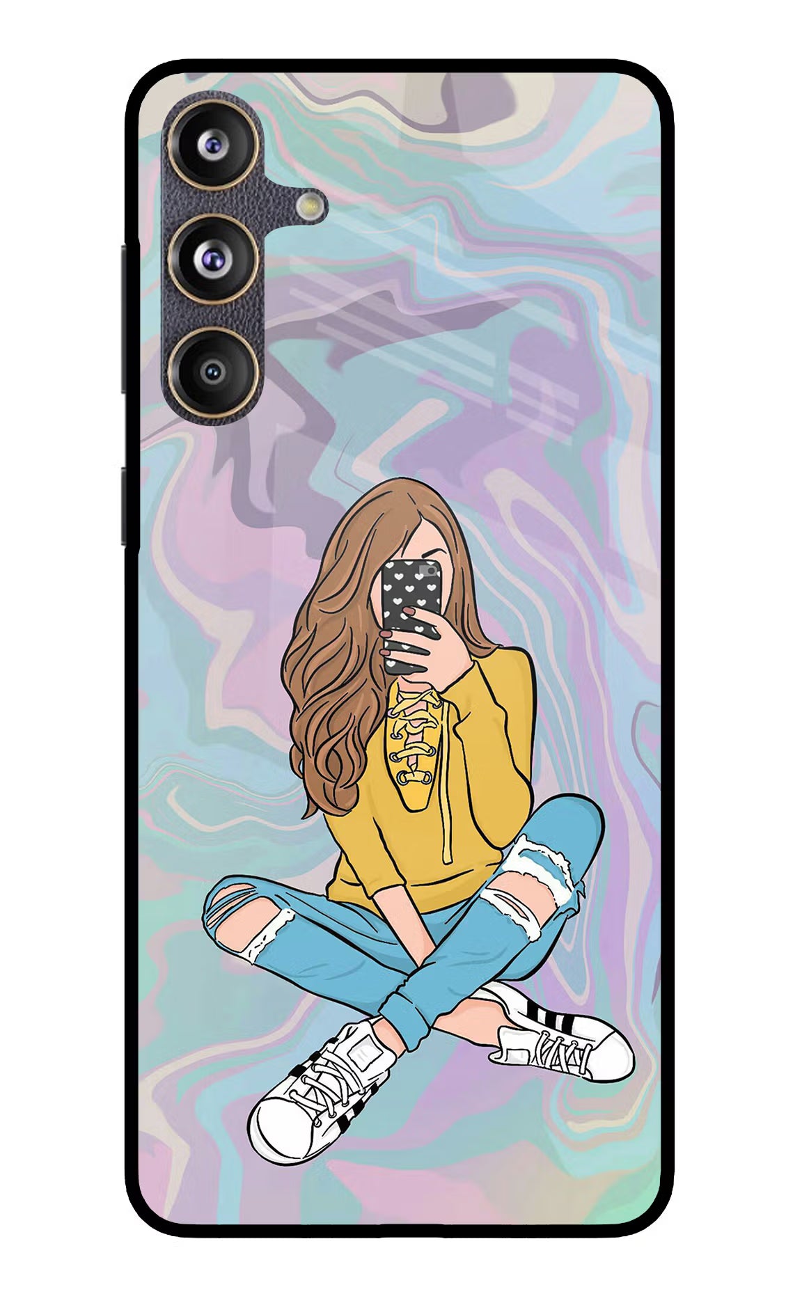 Selfie Girl Samsung F55 5G Glass Case Back Cover by Casekaro