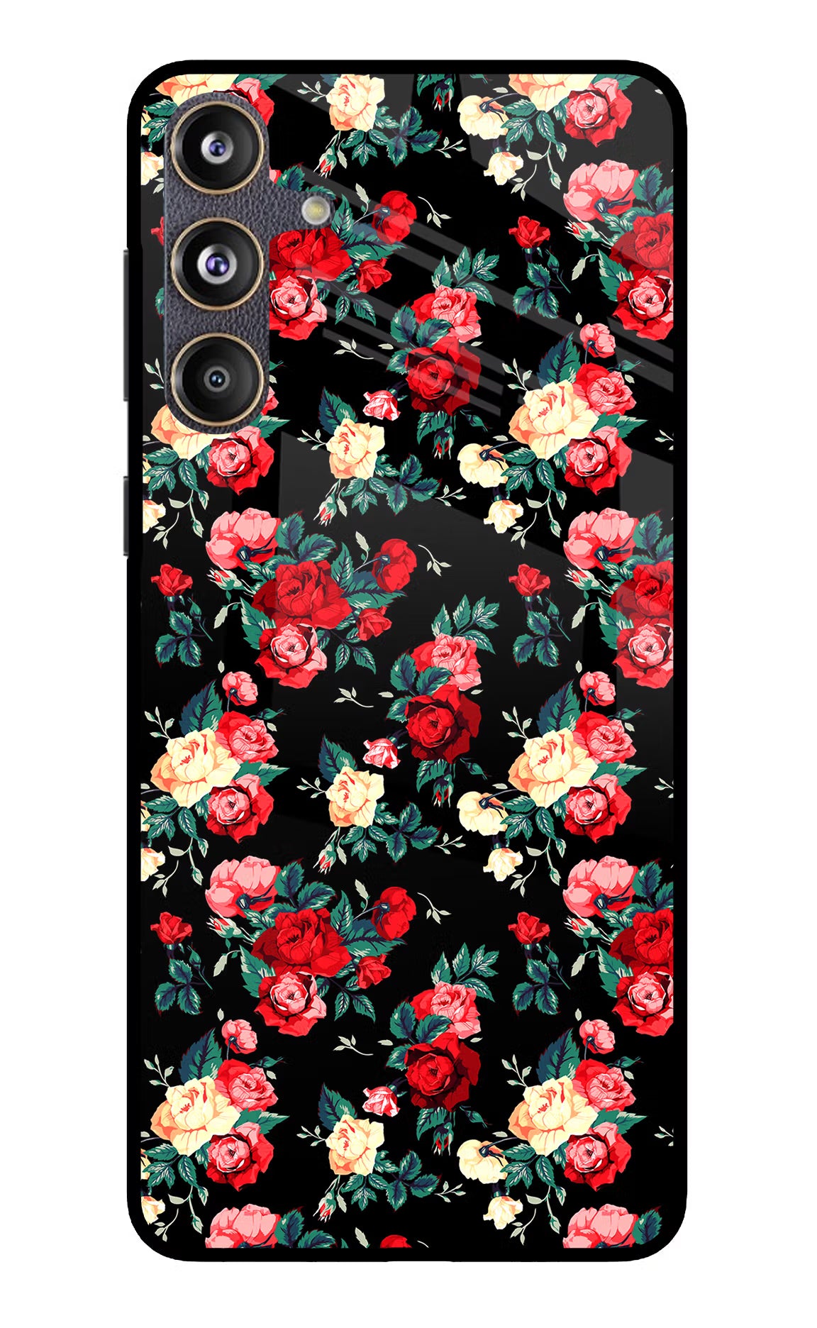 Rose Pattern Samsung F55 5G Glass Case Back Cover by Casekaro