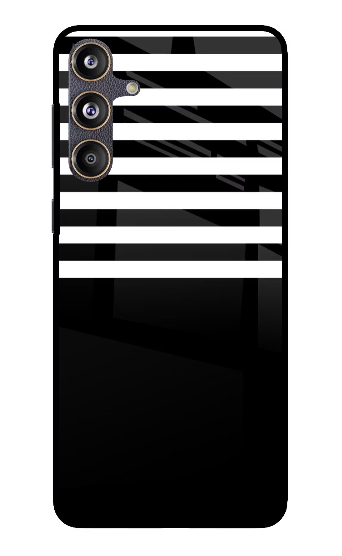 Black and White Print Samsung F55 5G Glass Case Back Cover by Casekaro