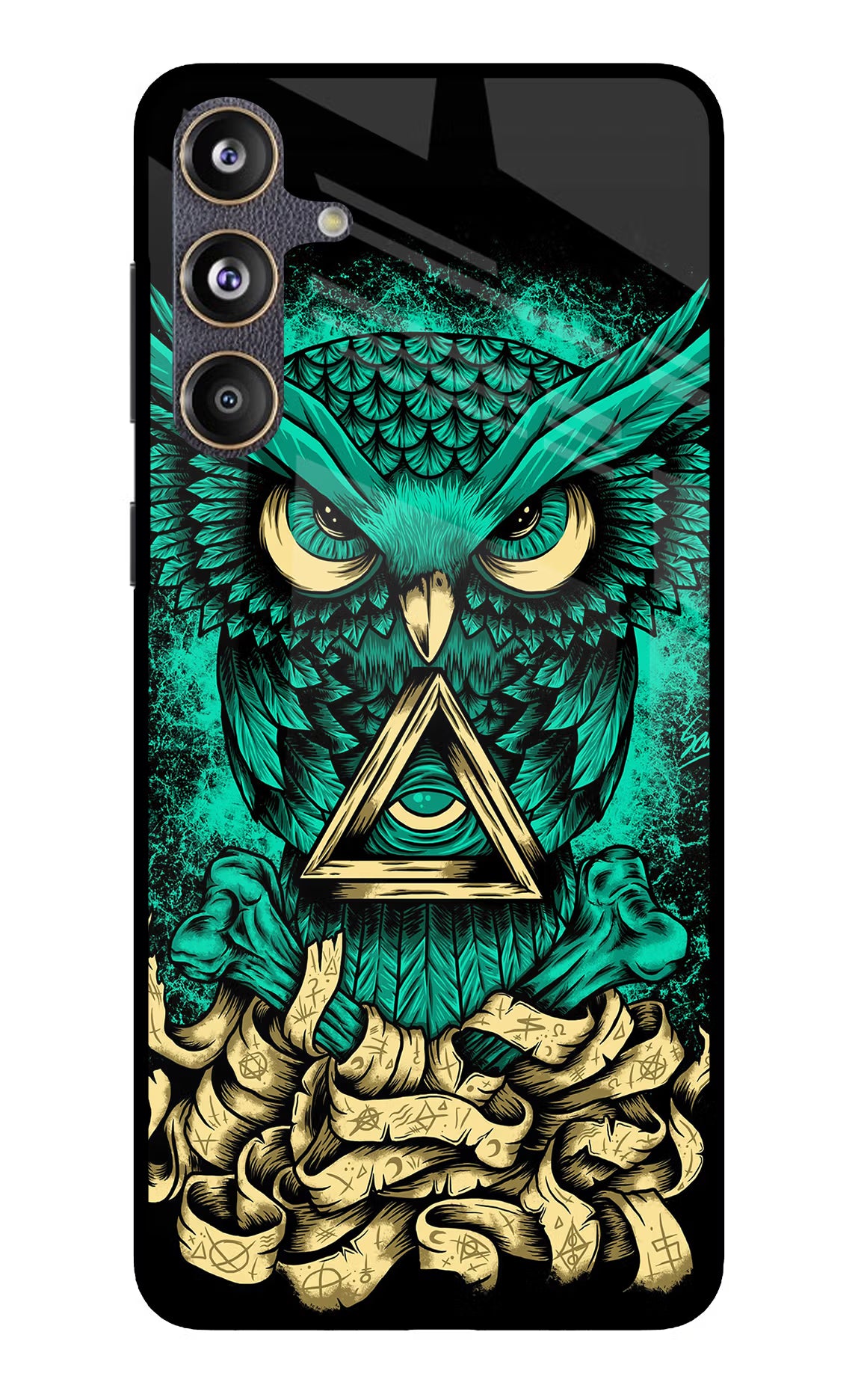 Green Owl Samsung F55 5G Glass Case