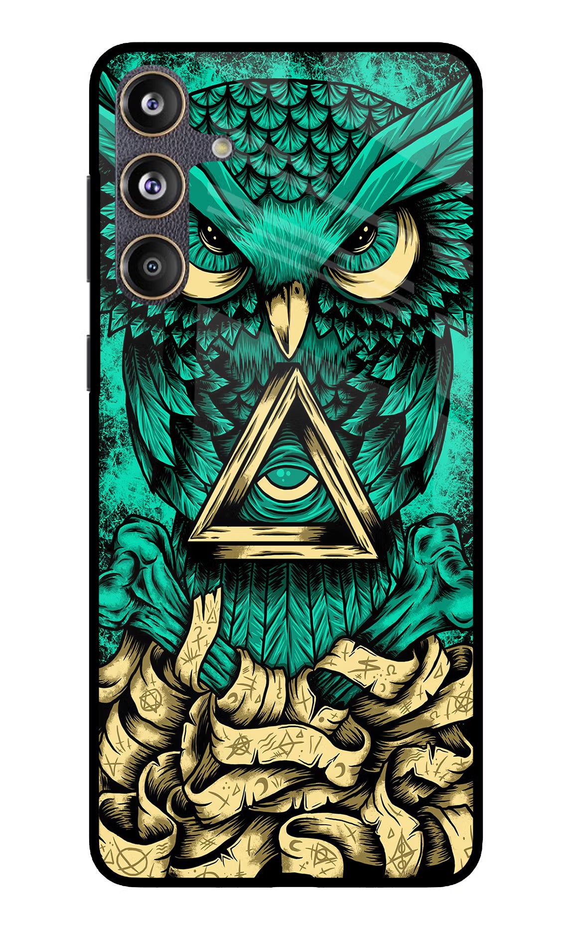 Green Owl Samsung F55 5G Glass Case Back Cover by Casekaro
