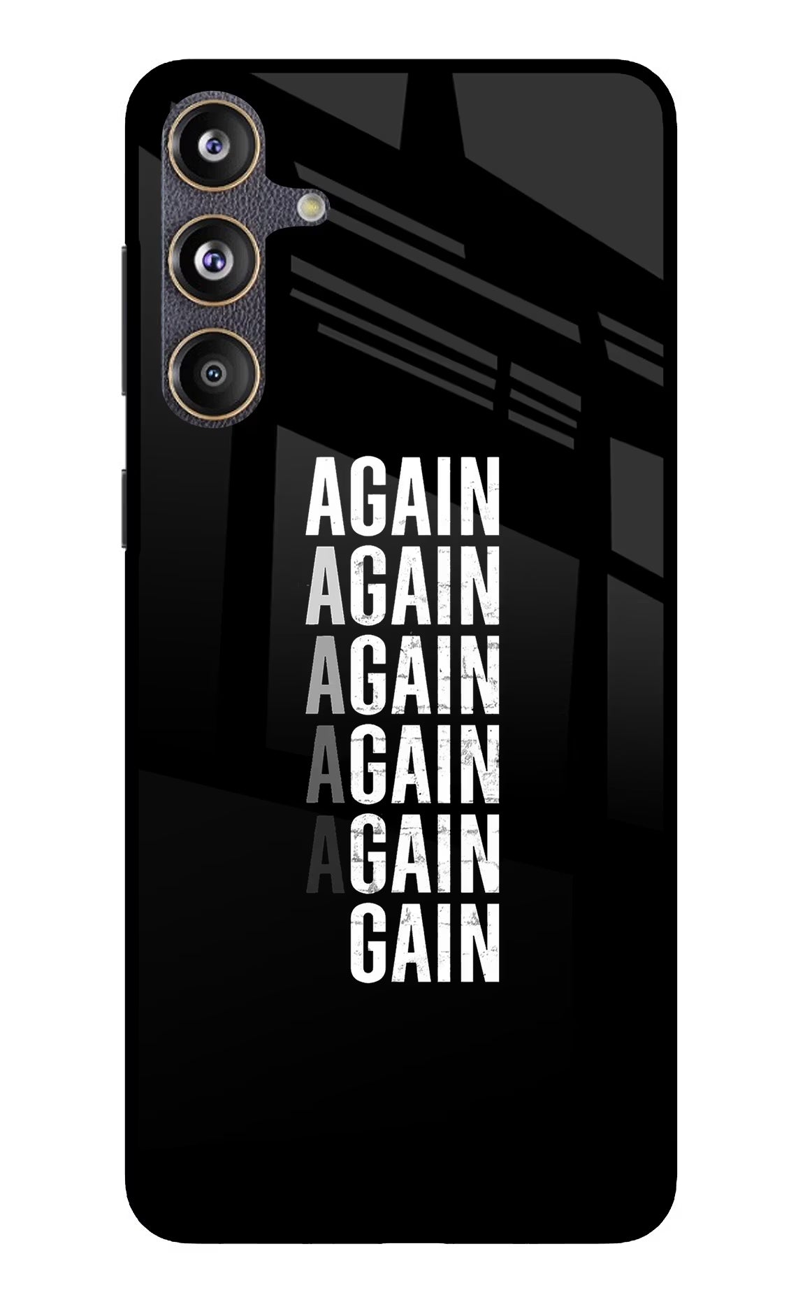 Again Again Gain Samsung F55 5G Glass Case Back Cover by Casekaro