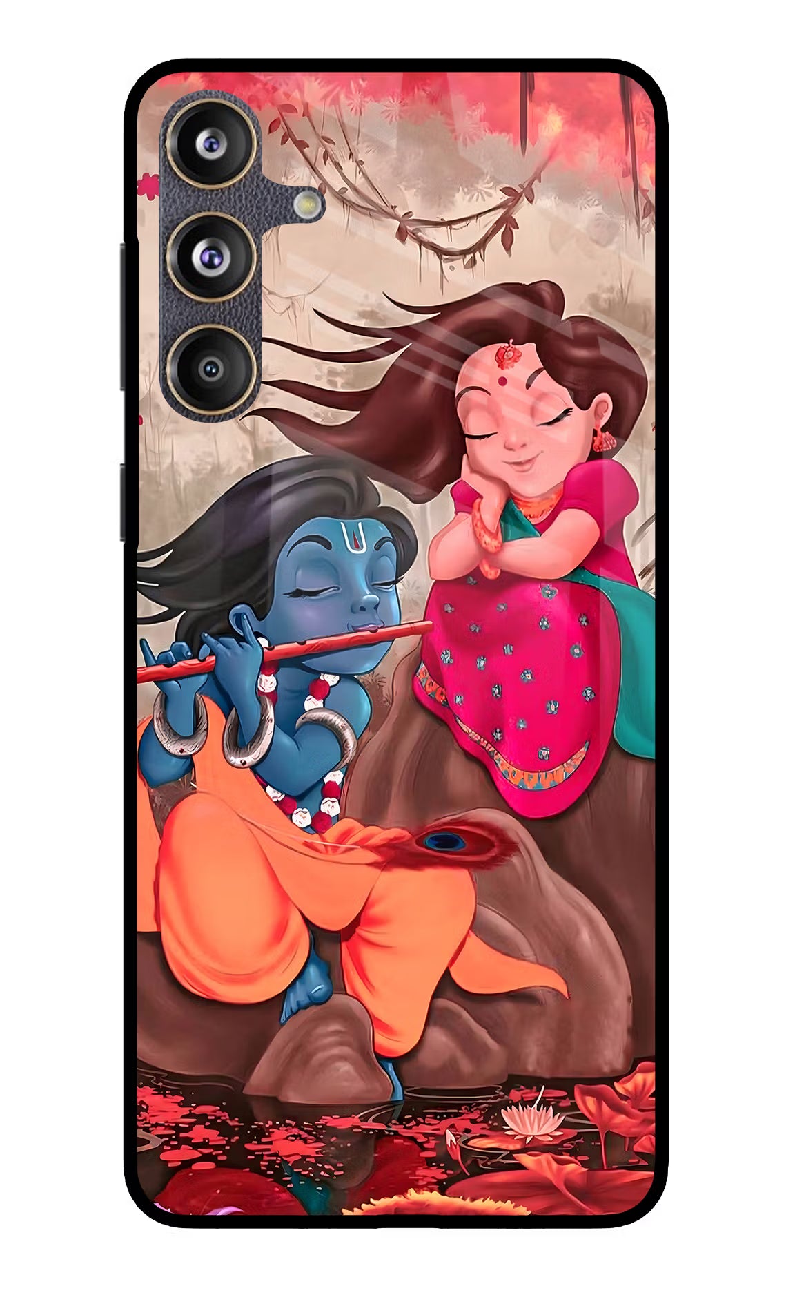 Radhe Krishna Samsung F55 5G Glass Case Back Cover by Casekaro