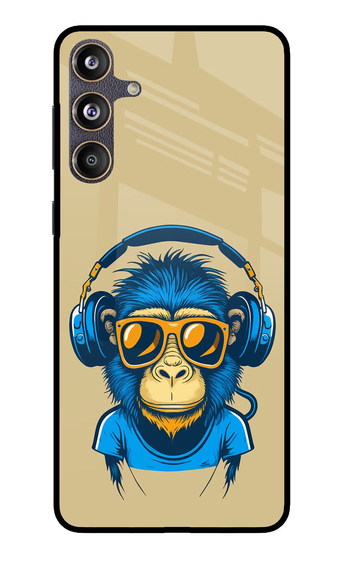 Monkey Headphone Samsung F55 5G Glass Case Back Cover by Casekaro
