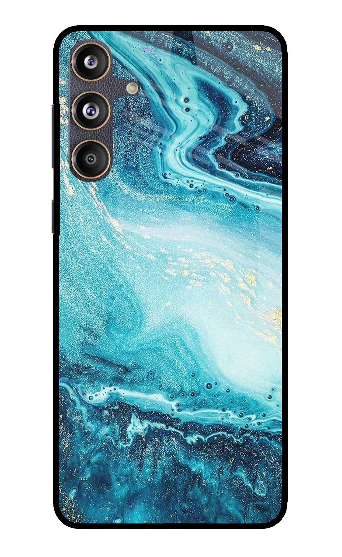 Blue Glitter Marble Samsung F55 5G Glass Case