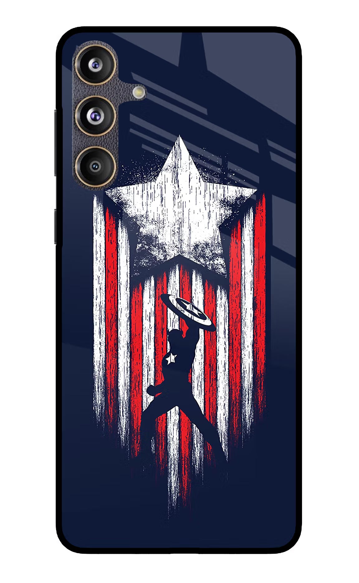 Captain America Marvel Art Samsung F55 5G Glass Case Back Cover by Casekaro