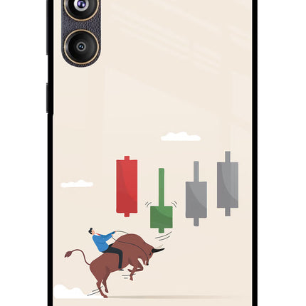 Bull Trading Momentum Samsung F55 5G Glass Case Back Cover by Casekaro