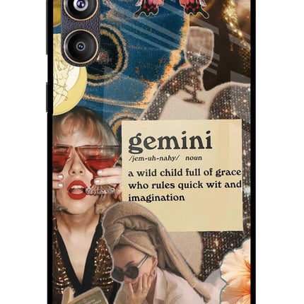 Gemini Zodiac Samsung F55 5G Glass Case Back Cover by Casekaro