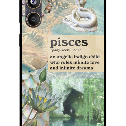 Pisces Zodiac Samsung F55 5G Glass Case Back Cover by Casekaro