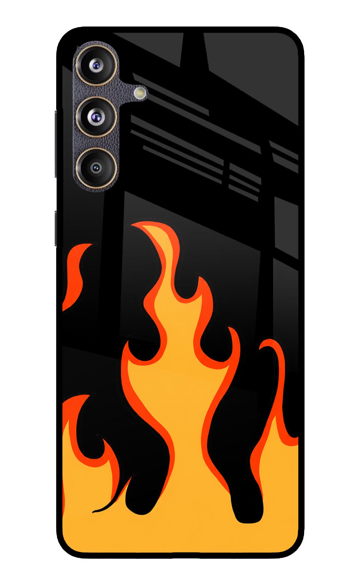 Fired Up – Black Samsung F55 5G Glass Case Back Cover by Casekaro