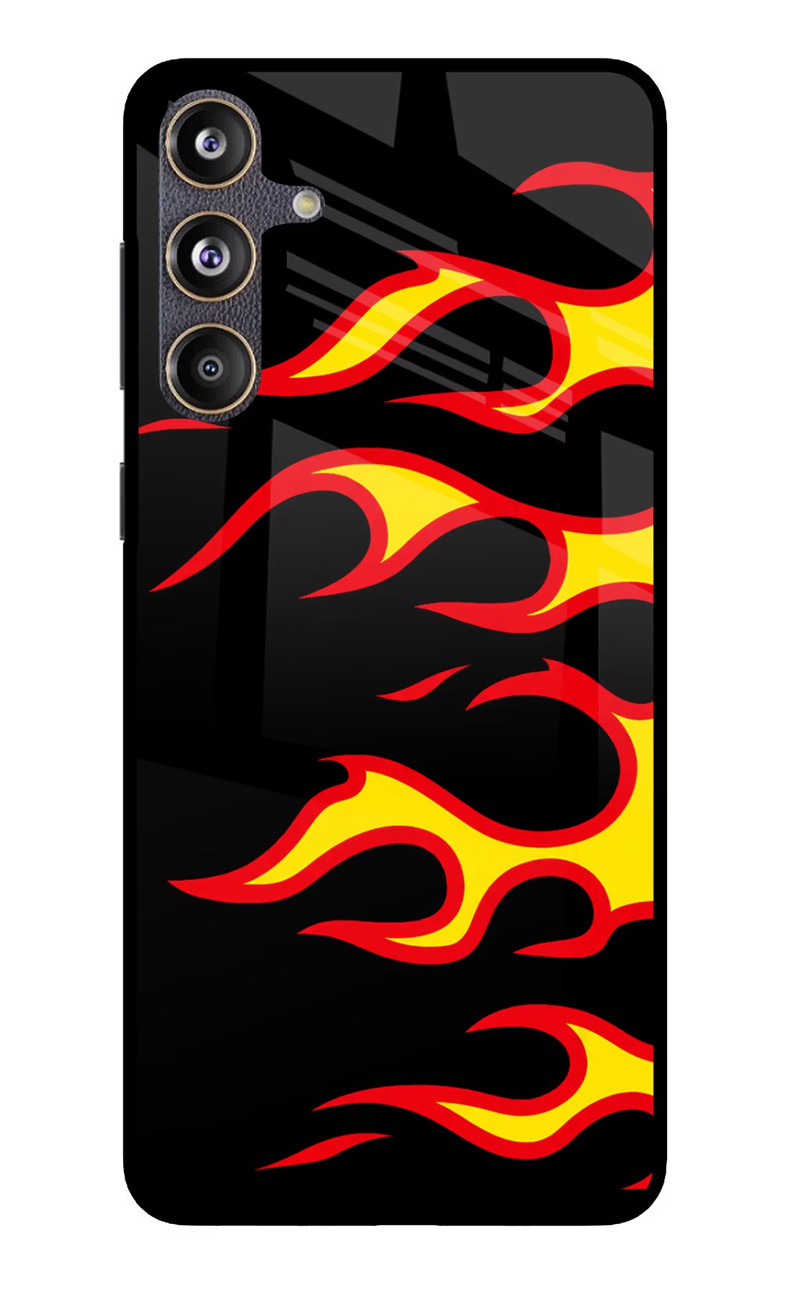 Side Sweep Flames Samsung F55 5G Glass Case