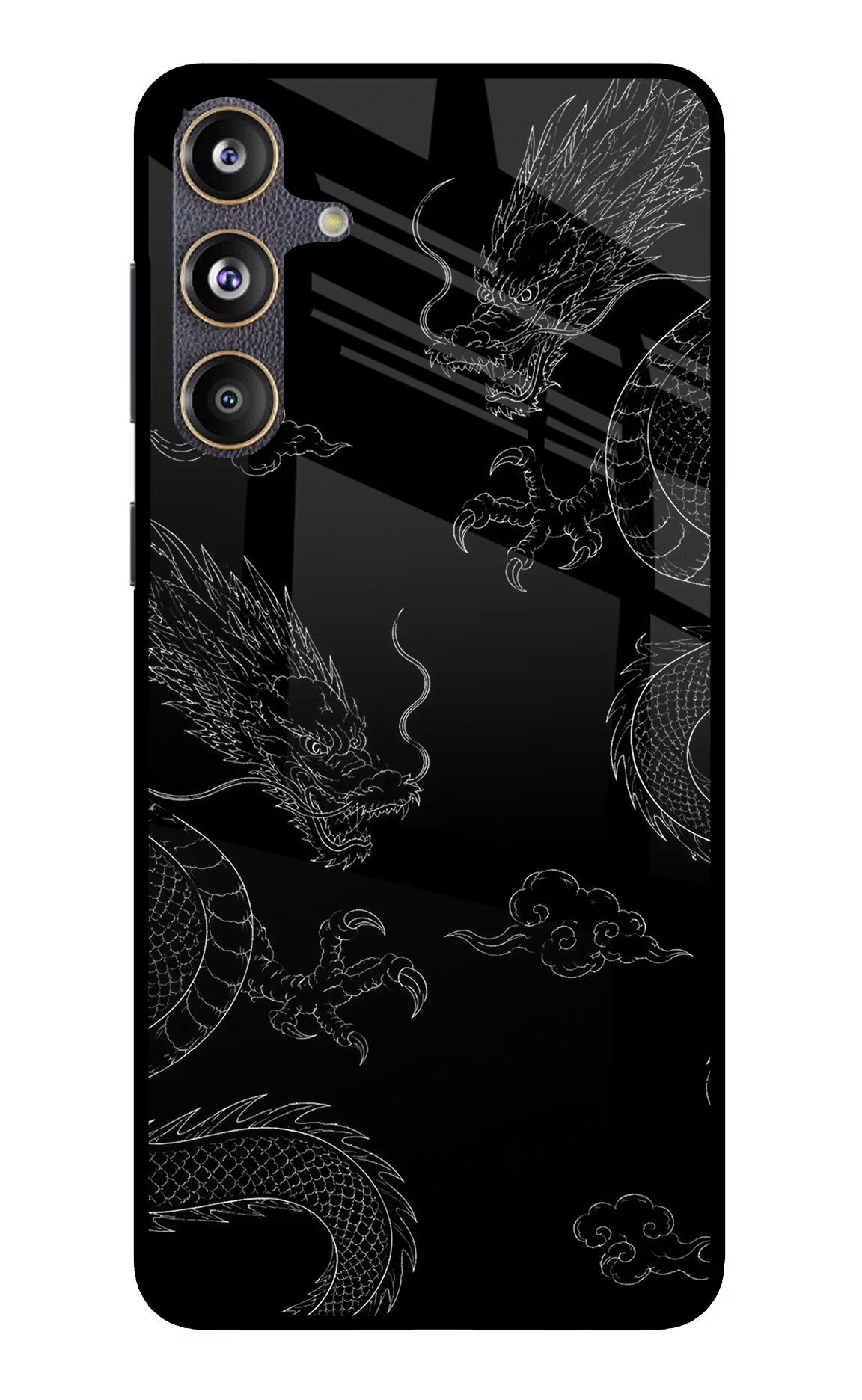 Twin Dragons Samsung F55 5G Glass Case Back Cover by Casekaro