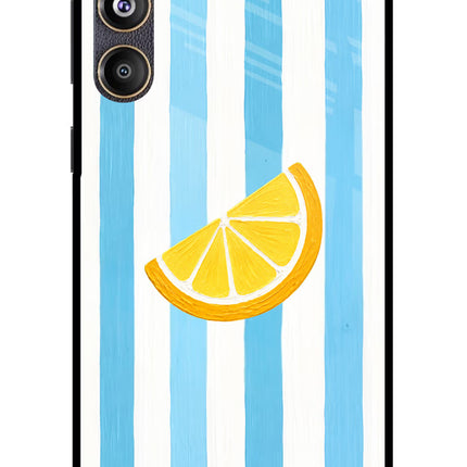 Summer Lemon Samsung F55 5G Glass Case Back Cover by Casekaro