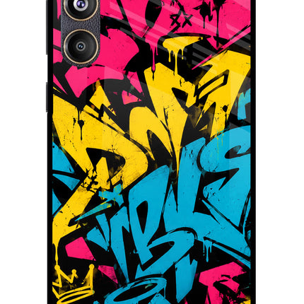 Graffiti Vibe Samsung F55 5G Glass Case Back Cover by Casekaro