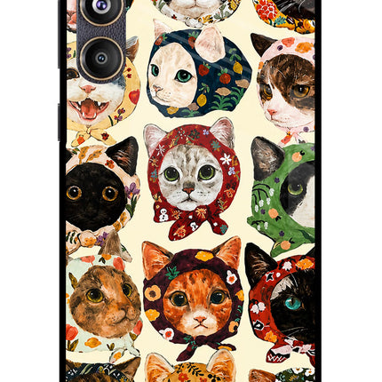 Cool Cat Samsung F55 5G Glass Case Back Cover by Casekaro