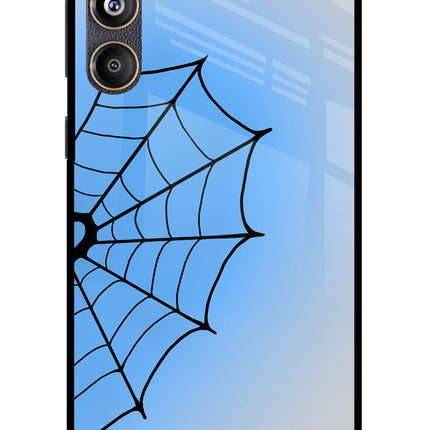 Blue Web Samsung F55 5G Glass Case Back Cover by Casekaro