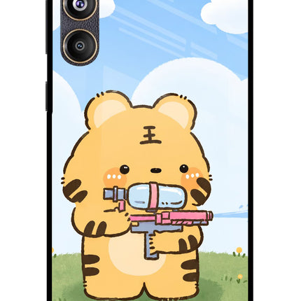 Tiger Treat Samsung F55 5G Glass Case Back Cover by Casekaro