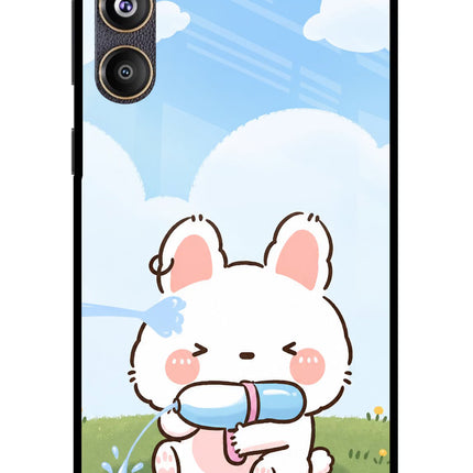 Bunny Treat Samsung F55 5G Glass Case Back Cover by Casekaro