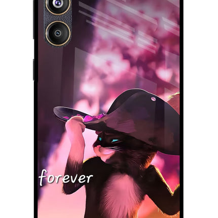 Forever Cat Samsung F55 5G Glass Case Back Cover by Casekaro