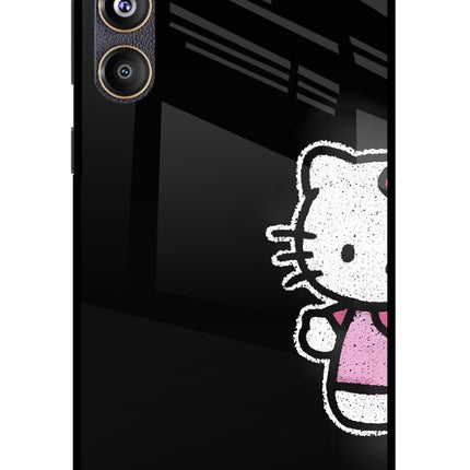 Kitty Charm Samsung F55 5G Glass Case Back Cover by Casekaro