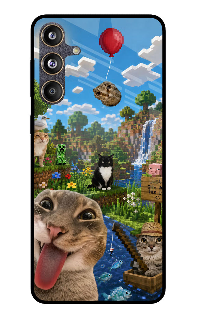 Minecraft Cat Chaos Samsung F55 5G Glass Case