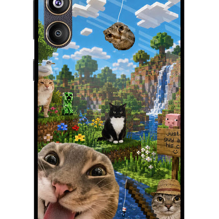 Minecraft Cat Chaos Samsung F55 5G Glass Case Back Cover by Casekaro