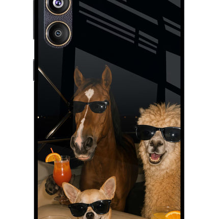 Party Squad Samsung F55 5G Glass Case Back Cover by Casekaro