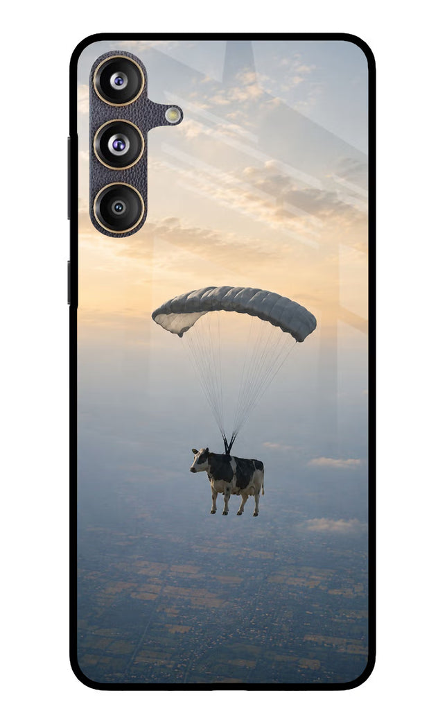 Skydiving Cow Samsung F55 5G Glass Case