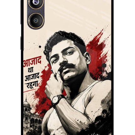 Chandrashekhar Azad Fearless Samsung F55 5G Glass Case Back Cover by Casekaro