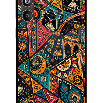 Folk Print Samsung F55 5G Glass Case