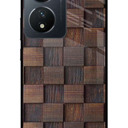 Wooden Cube Design Vivo T2 5G Glass Case Back Cover by Casekaro