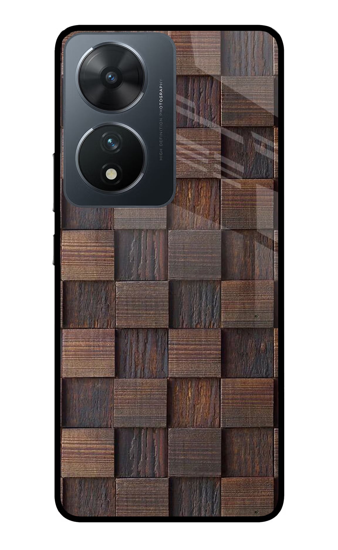 Wooden Cube Design Vivo T2 5G Glass Case Back Cover by Casekaro