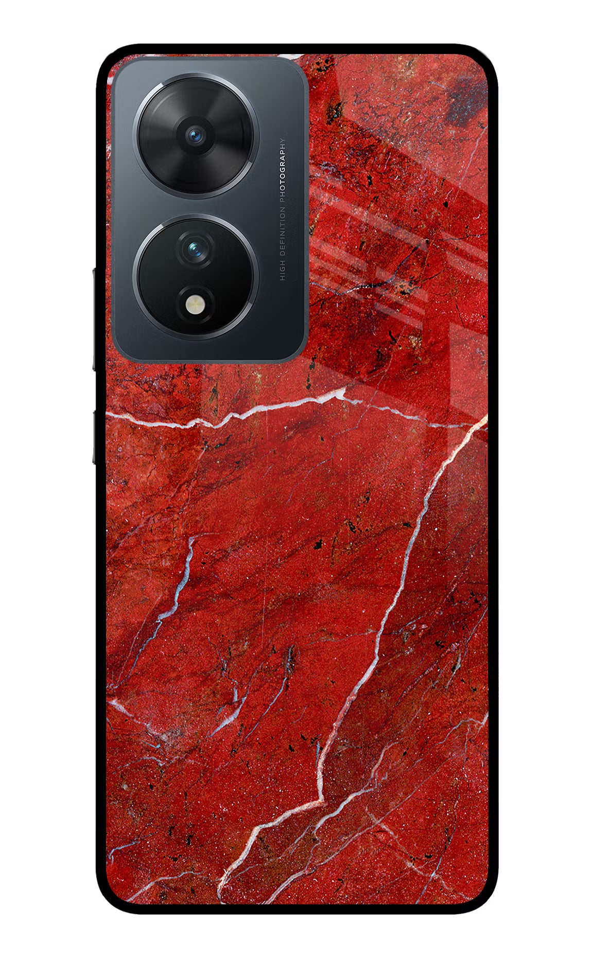 Red Marble Design Vivo T2 5G Glass Case