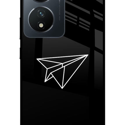 Paper Plane White Vivo T2 5G Glass Case Back Cover by Casekaro