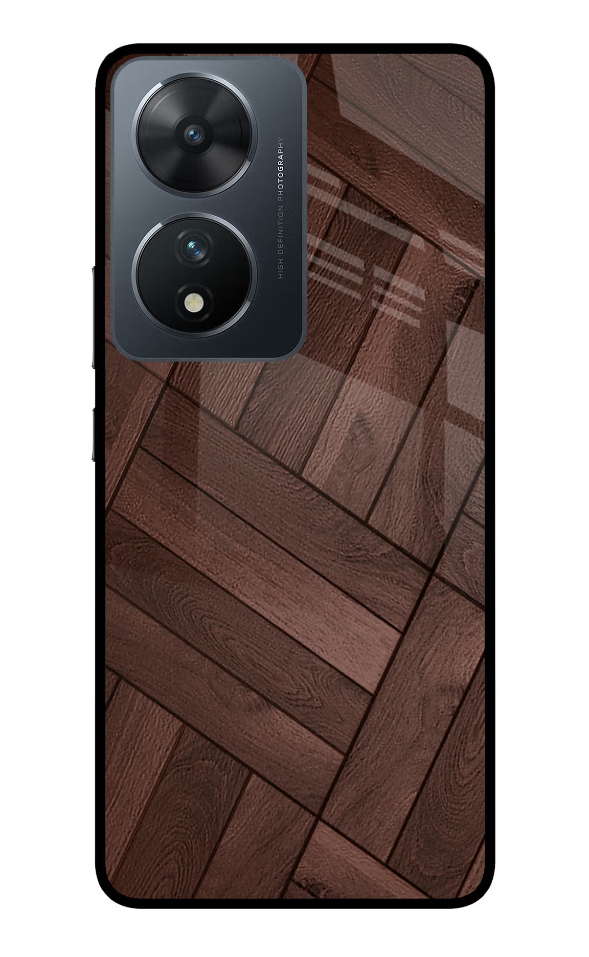 Wooden Texture Design Vivo T2 5G Glass Case Back Cover by Casekaro