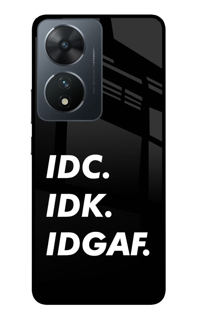 Idc Idk Idgaf Vivo T2 5G Glass Case Back Cover by Casekaro